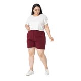 DISENTIS MODEST Büyük Beden Beli Yan ve Arkadan Lastikli Cepli Şort, 50, 86952650021, Bordo, Kadın