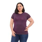 DISENTIS MODEST Büyük Beden Bisiklet Yaka Kısa Kollu Viskon Mürdüm Body, 46