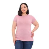 DISENTIS MODEST Büyük Beden Bisiklet Yaka Kısa Kollu Viskon Pembe Body, 48