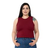 Disentis Modest Büyük Beden Bisiklet Yaka Kolsuz Crop Viskon Bordo Body - 52
