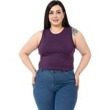 Disentis Modest Büyük Beden Bisiklet Yaka Kolsuz Crop Viskon Mürdüm Body - 54