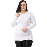 Disentis Modest Büyük Beden Bisiklet Yaka Uzun Kollu Viskon Beyaz Body - 52