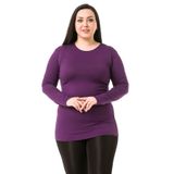 Disentis Modest Büyük Beden Bisiklet Yaka Uzun Kollu Viskon Mürdüm Body, 56