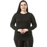 Disentis Modest Büyük Beden Bisiklet Yaka Uzun Kollu Viskon Siyah Body - 48