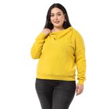 Disentis Modest Büyük Beden Degaje Kapüşonlu Yaka Cepli Parça Boyalı Üç Iplik Hardal Sweatshirt, 48