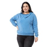 Disentis Modest Büyük Beden Degaje Kapüşonlu Yaka Cepli Parça Boyalı Üç Iplik Mavi Sweatshirt, 46