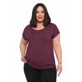 DISENTIS MODEST Büyük Beden Düşük Kısa Kollu Bluz, 46, 86950410010, Mürdüm, Kadın