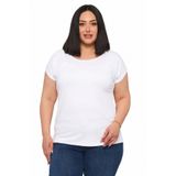 DISENTIS MODEST Büyük Beden Düşük Kısa Kollu Bluz, 58, 86950410010, Beyaz, Kadın
