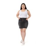 Disentis Modest Büyük Beden Eteği Püsküllü Düğme Detaylı Antrasit Denim Mini Etek - 52