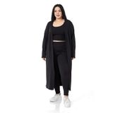 Disentis Modest Büyük Beden Fitilli Crop Body Tayt Hırka Üçlü Siyah Takım, 48
