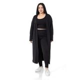 Disentis Modest Büyük Beden Fitilli Crop Body Tayt Hırka Üçlü Siyah Takım, 50