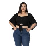 Disentis Modest Büyük Beden Geniş Kollu Beli Lastik Ve Büzgülü Crop Bluz,86974320005