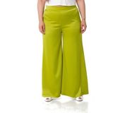 Disentis Modest Büyük Beden Geniş Paça Beli Arkadan Lastikli Saten Fıstık Yeşili Pantolon - 50