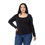 Disentis Modest Büyük Beden Içi Şardonlu Uzun Kollu Fitilli Siyah Body, 52