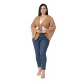 Disentis Modest Büyük Beden Ispanyol Kollu Önden Bağlamalı Camel Bolero - 44
