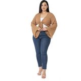 Disentis Modest Büyük Beden Ispanyol Kollu Önden Bağlamalı Camel Bolero - 50