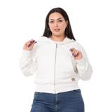 Disentis Modest Büyük Beden Kanguru Cepli Kapüşonlu Üç Iplik Beyaz Sweatshirt, 50