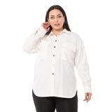 Disentis Modest Büyük Beden Kapaklı Cepli Çıtçıtlı Gabardin Beyaz Ceket Gömlek,48