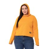 Disentis Modest Büyük Beden Kapüşonlu Düşük Kollu Pis Dikişli Üç Iplik Hardal Sweatshirt, 54
