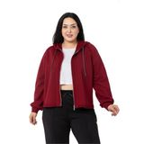 Disentis Modest Büyük Beden Kapüşonlu Fermuarlı Üç Iplik Bordo Sweatshirt, 50