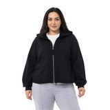 Disentis Modest Büyük Beden Kapüşonlu Fermuarlı Üç Iplik Siyah Sweatshirt, 46