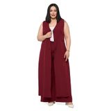 DISENTIS MODEST Büyük Beden Maxi Yelek Pantolon Bordo İkili Takım, 52