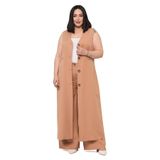 DISENTIS MODEST Büyük Beden Maxi Yelek Pantolon Vizon İkili Takım, Vizon, 54