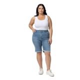 DISENTIS MODEST Büyük Beden Paçası Katlamalı Beş Cepli Denim Açık Mavi Şort