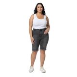 Disentis Modest Büyük Beden Paçası Katlamalı Beş Cepli Denim Antrasit Şort - 44