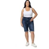 Disentis Modest Büyük Beden Paçası Katlamalı Beş Cepli Denim Lacivert Şort - 54