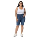 Disentis Modest Büyük Beden Paçası Katlamalı Beş Cepli Denim Mavi Şort, 54