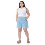 Disentis Modest Büyük Beden Parça Boyalı Cepli Beli Lastik ve Ip Büzgülü Rahat Kesim Mavi Şort - 50