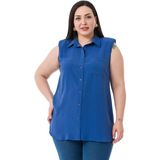 Disentis Modest Büyük Beden Tek Cepli Vatkalı Kolsuz Indigo Gömlek - İndigo - 50