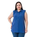 Disentis Modest Büyük Beden Tek Cepli Vatkalı Kolsuz Indigo Gömlek,50