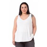 DISENTIS MODEST Büyük Beden V Yaka Kloş Kesim Bluz, 52, 86950400011, Beyaz, Kadın