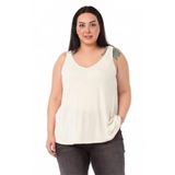 DISENTIS MODEST Büyük Beden V Yaka Kloş Kesim Bluz, 58, 86950400011, Ekru, Kadın