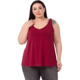 Disentis Modest Büyük Beden V Yaka Kloş Kesim Bordo Bluz - 58