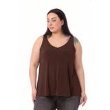 DISENTIS MODEST Büyük Beden V Yaka Kloş Kesim Kahverengi Bluz