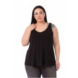 DISENTIS MODEST Büyük Beden V Yaka Kloş Kesim Siyah Bluz