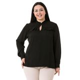 Disentis Modest Büyük Beden Yaka Ve Göğüste Fırfır Detaylı Yanı Yırtmaçlı Bluz,86974130007