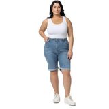 Disentis Modest Kadın Büyük Beden Açık Mavi Denim Şort Paçası Katlamalı Beş Cepli Rahat Kesim - 48