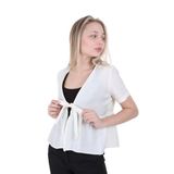 Disentis Modest Kadın Önden Bağlamalı Yarım Kollu Ekru Bolero, 36