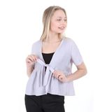 Disentis Modest Kadın Önden Bağlamalı Yarım Kollu Gri Bolero, 36