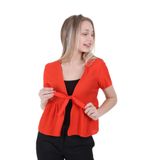 Disentis Modest Kadın Önden Bağlamalı Yarım Kollu Mercan Rengi Bolero, 40