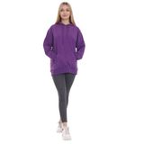Disentis Modest Kapüşonu Çiçek Desenli Uzun Kollu Kanguru Cepli Oversize Mor Renkli Sweatshırt, 38