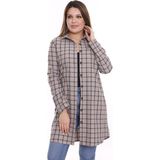 Disentis Modest Kareli Gizli Cepli Kolu Apoletli Uzun Dokuma Tunik Gömlek - 44 - Bej