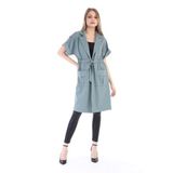 Disentis Modest Mono Yaka Beli Tünelli Cepli Apoletli Kısa Kollu Astarsız Mint Yeşili Yelek - 36