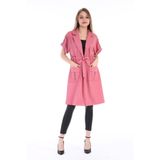 Disentis Modest Mono Yaka Beli Tünelli Cepli Apoletli Kısa Kollu Astarsız Pembe Yelek - 36