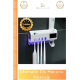 #Dişfırçasıtutucusu Güneş Enerjili Akıllı Sterilizatör Diş Macunu Dispenseri Delmesiz Pratik 4 Adet Fırçalığı Tutucu