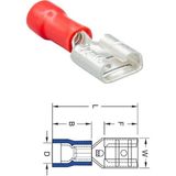 DİŞİ FİŞ STANDART TIRNAKSIZ (İZOLELİ) (KALAYLI) (6.3 MM) (0.50-1.50 MM KABLO UYUMLU) KIRMIZI - Kırmızı